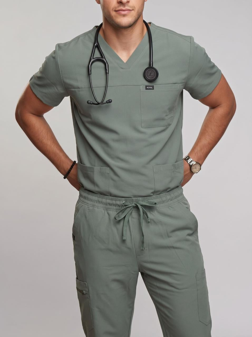 Royal Silver Men’s Scrub Set