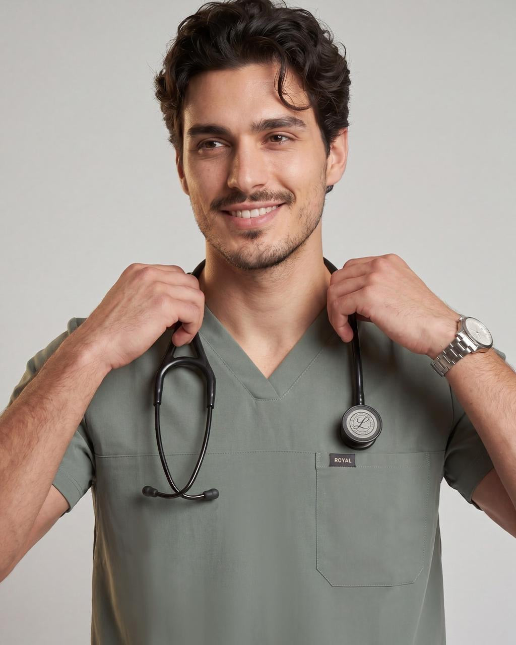 Royal Silver Men’s Scrub Set