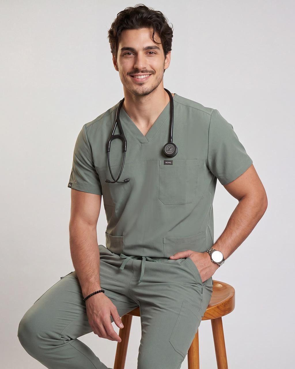 Royal Silver Men’s Scrub Set